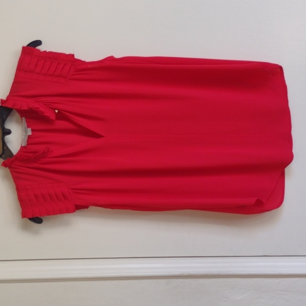 Loft red ruffled sleeveless blouse